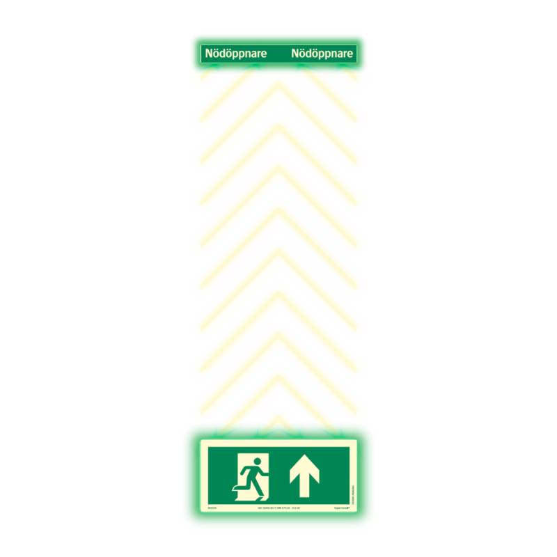Supernova+® Flugtvejsskilt Til Panikudgangsbeslag Iso - Farveefterlysende 600 X 200 Mm - Jo Safety
