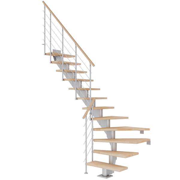 Dolle Hamburg Kvartsvingstrappe I Pearl Grey-Style 6-Olieret Bøg-75-11 - Lodret Højde Op Til 258 Cm