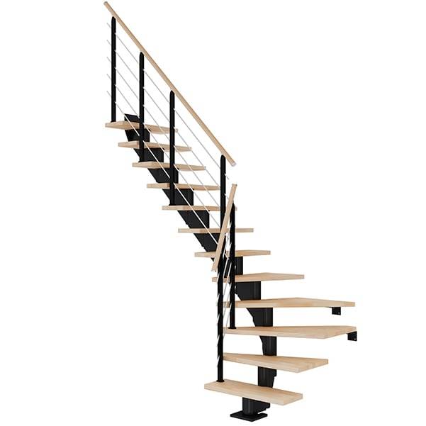 Dolle Hamburg Kvartsvingstrappe I Sort-Design-Olieret Bøg-75-11 - Lodret Højde Op Til 258 Cm