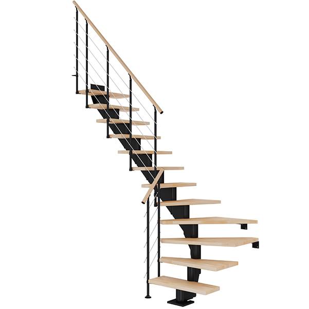 Dolle Hamburg Kvartsvingstrappe I Sort-Style 6-Olieret Bøg-75-11 - Lodret Højde Op Til 258 Cm