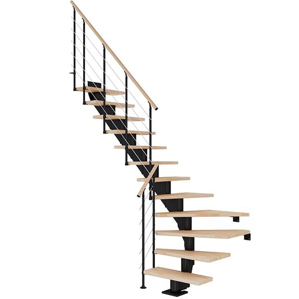 Dolle Hamburg Kvartsvingstrappe I Sort-Style 6-Olieret Bøg-85-11 - Lodret Højde Op Til 258 Cm
