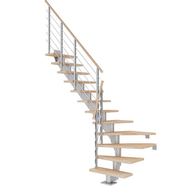 Dolle Hamburg Kvartsvingstrappe I Pearl Grey-Design-Olieret Bøg-75-11 - Lodret Højde Op Til 258 Cm