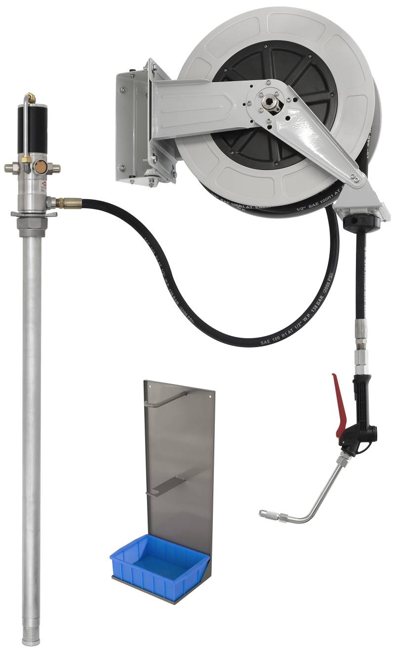 Oliesæt F/208ltr Fad, Pneum. Pumpe & Manuel Pistol - Kabi