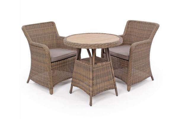 Rio Dusty Cafesæt M/2 Spisestole - ø 70 Cm