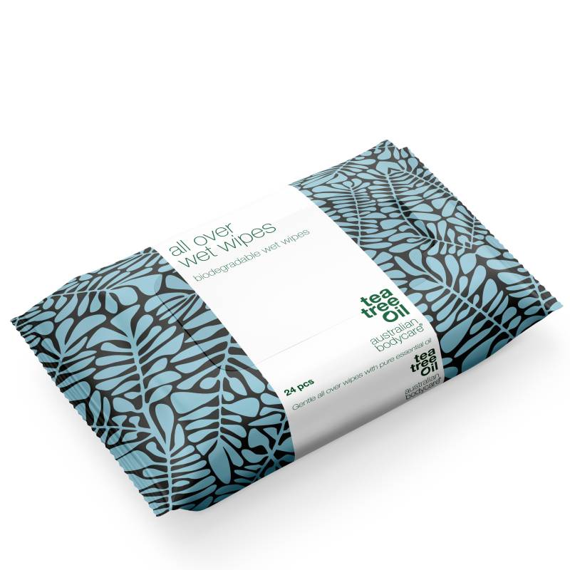 Vådservietter Med Tea Tree Oil (24 Stk.) â€” Bionedbrydelige, Renser Og Opfrisker Effektivt Huden På Kroppen - 1 Stk. - Australian Bodycare