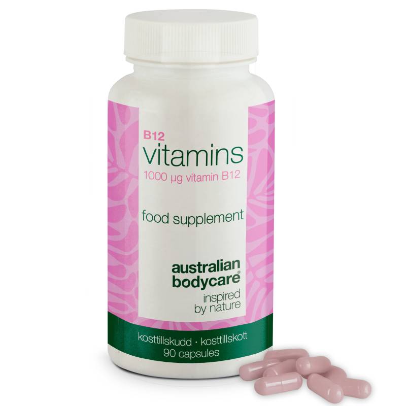 B12 Vitamin Kosttilskud  -  90 Veganske Kapsler ã  1000 âµg â€” Vitamin B12 I Høj Dosis  -  1000 âµg Pr. Kapsel. 90 Stk. Kosttilskud Velegnet Til Veganere. 90 Dages Forbrug. - 3 Stk. - Australian Bodycare