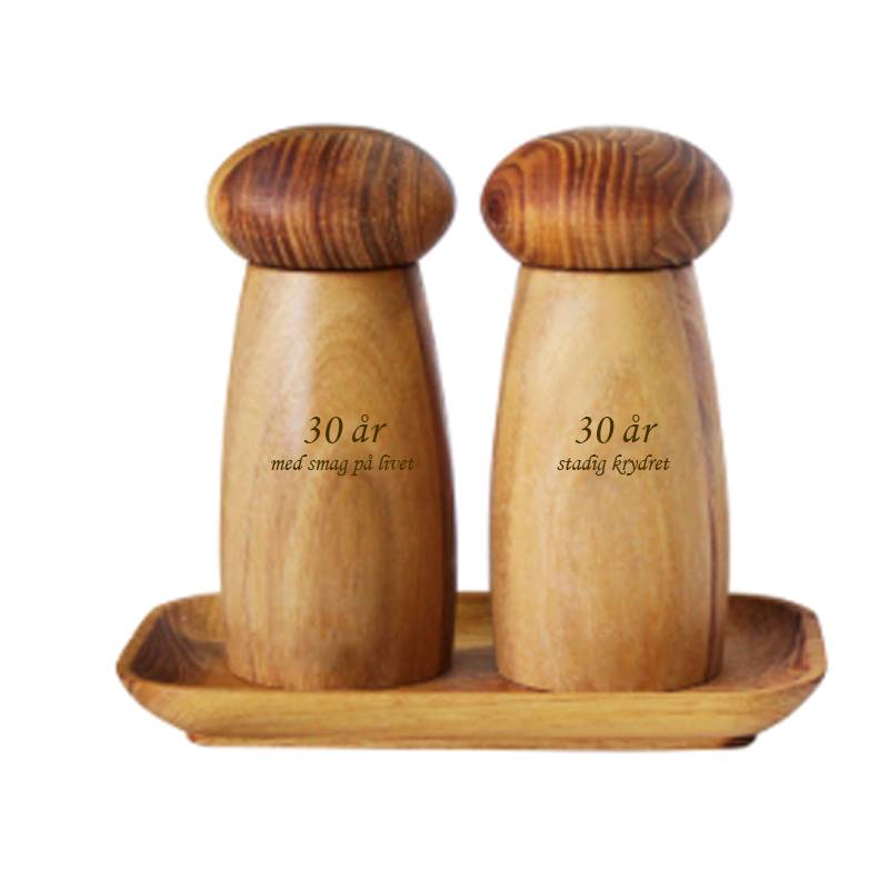Raw Teak - Keramisk Kværnesæt Med Bakke - Aida Design