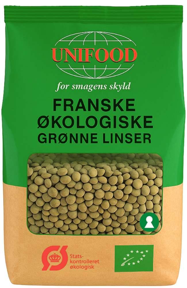 Unifood Franske Grønne Linser økologisk 500 G