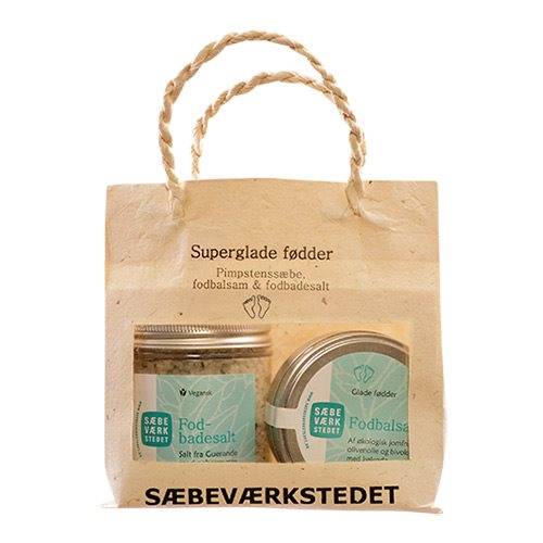 Sæbeværkstedet - Superglade Fødder Gavepose. Fodbadesalt, Pimpstensæbe, Fodbalsam