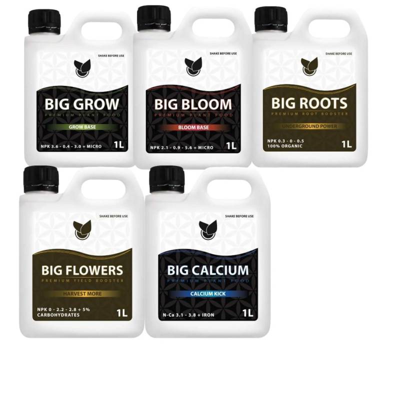 Big Plant Science  Komplet Gødnings Kit Standard Tilbud (big Grow, Big Bloom, Big Calcium ,big Roots Og Big Flowers)
