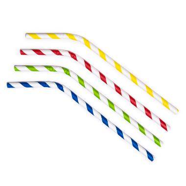 Sugerør ø6x245 Mm M. Knæk Bionedbrydelig Papir Forskellige Farver 500 Stk. - Multiline