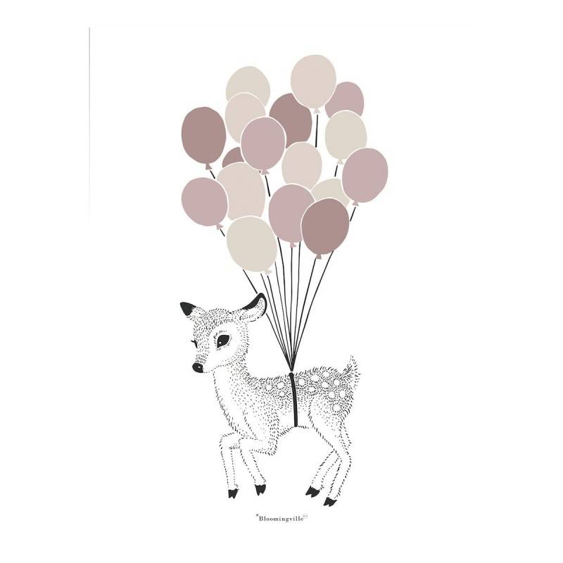 Plakat - Bloomingville M/ Rosa Balloner 40x30 - Bloomingville Mini