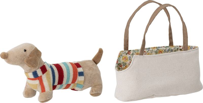 Blødt Legetøjssæt Bloomingville Mini Hilena Med Krammehund Og Vendbar Taske Natur