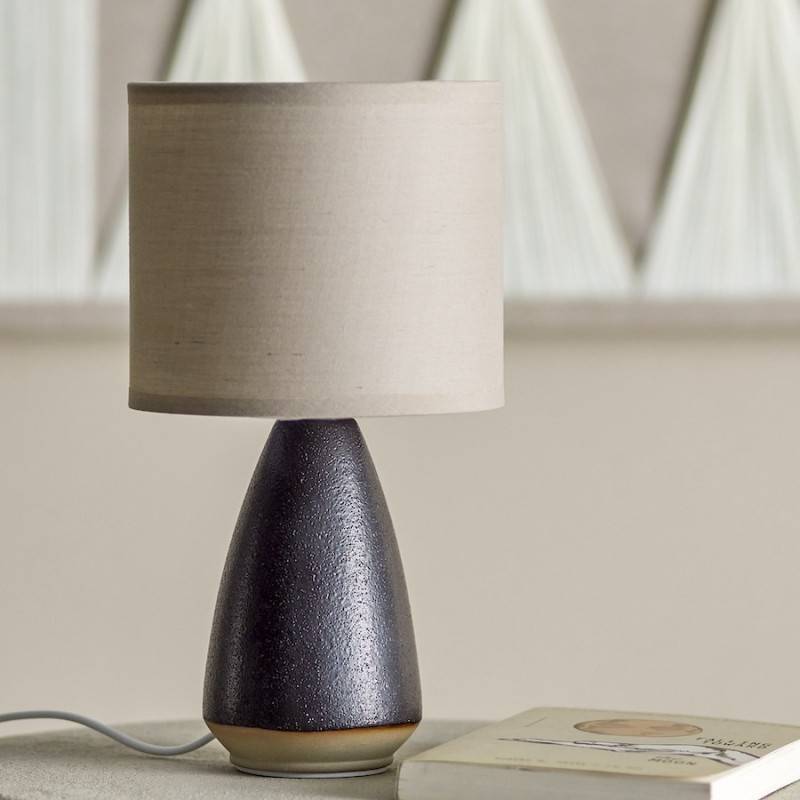 Bordlampe "paprica" Sort M/ Hør Skærm - Bloomingville H: 27,5
