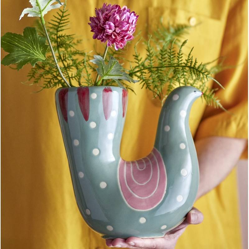 Vase "trudy" Grøn Fugl - Bloomingville H: 19