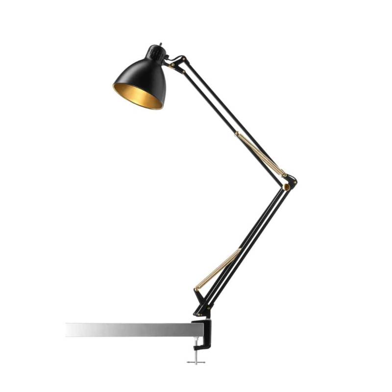 Archi T2 Bordlampe Med Klemme Sort/Guld - Nordic Living