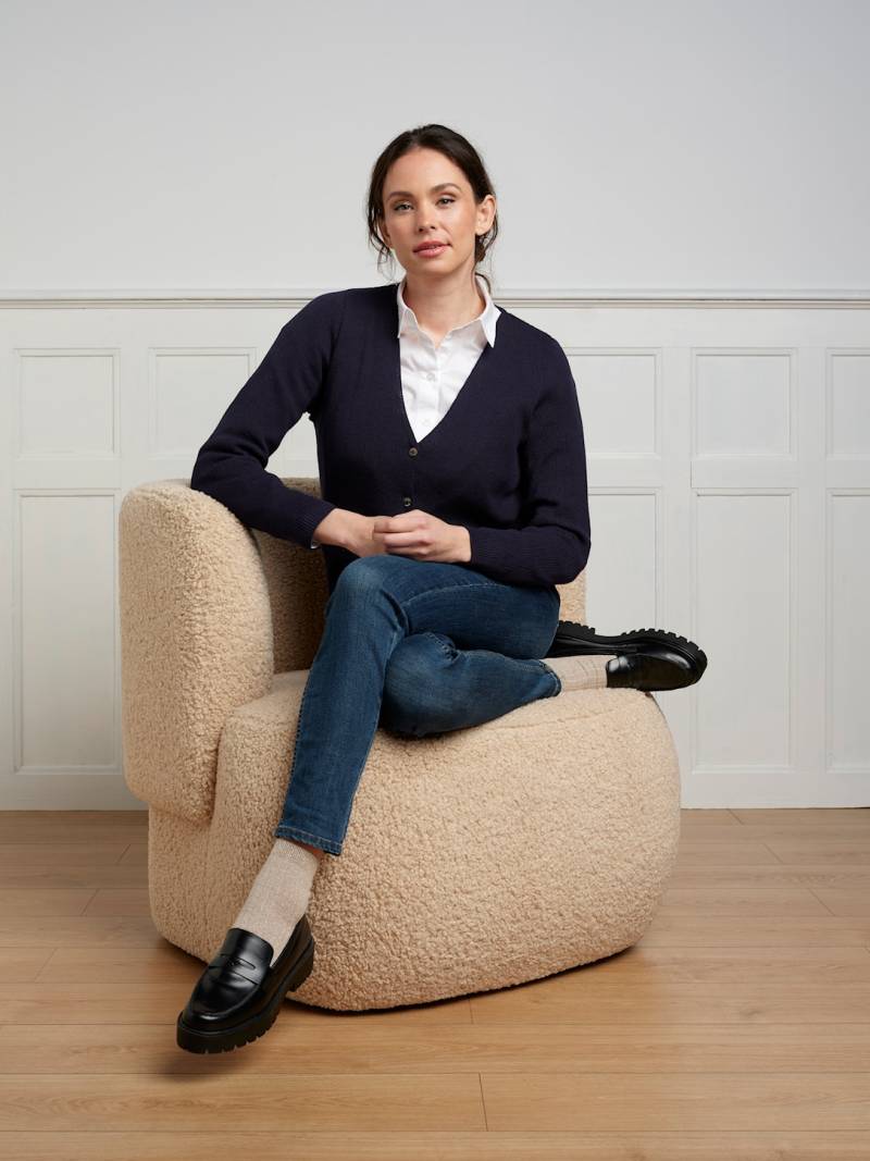 Skovhuus Kvinde Lily V-Hals Cardigan Marine Blue Xxxl