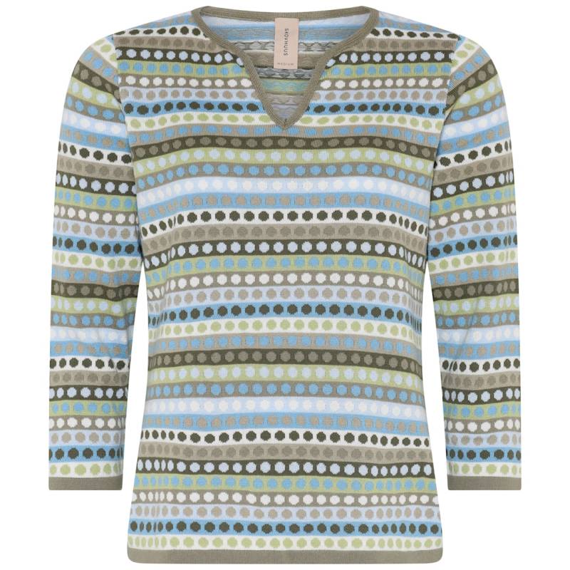 Skovhuus Kvinde Grethe Strikbluse Leek Green / Pool Blue M