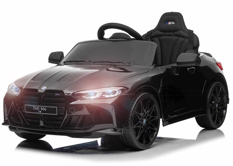 Bmw M4 Elbil Til Børn 12v M/Lithium + Gummihjul + 2.4g Remote Sort - Megaleg