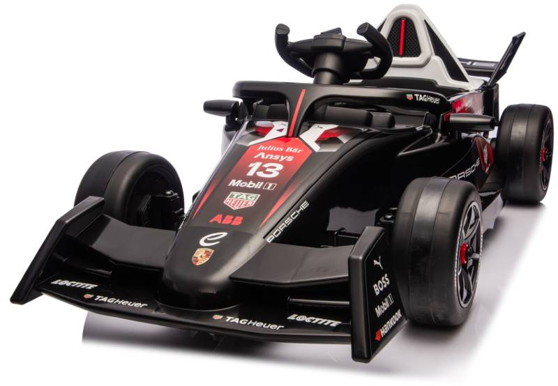 Porsche Formula E 12v Elbil Til Børn M/Gummihjul, 2.4g, Lædersæde, Lithium - Megaleg