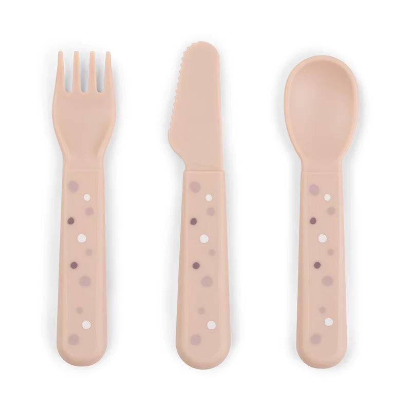 Done By Deer Foodie Bestik Sæt - Happy Dots - Powder - Service Og Bestik - Legekammeraten.dk