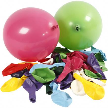 Balloner, Diam. 23 Cm, Ass. Farver, Runde, 100stk. - Happy Moments
