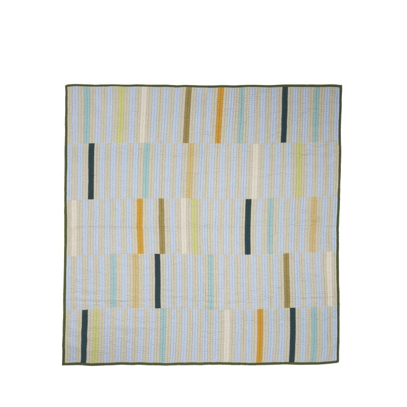 Twist Sengetæppe Block 260x260 - Mørkegrøn, Flerfarvet - Hübsch Interiør