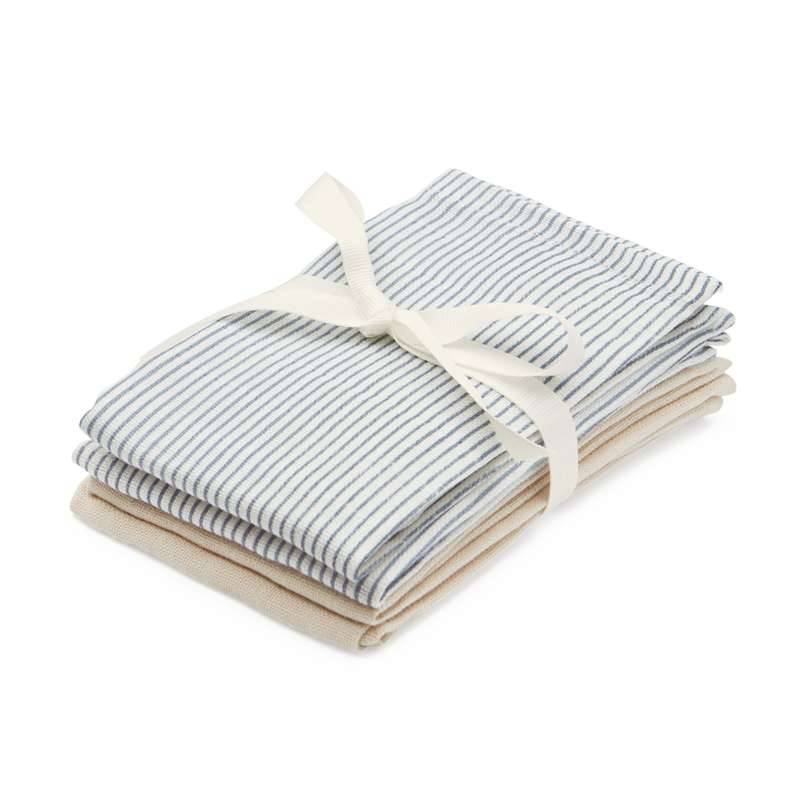 Cam Cam Copenhagen Vaskeklude - 4-Pak - Gots - Mix Classic Stripes Blue/Praline