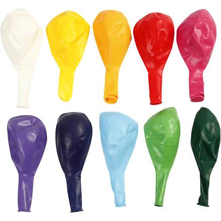 Balloner, Runde, Diam. 23 Cm, Ass. Farver, 10stk./ 1 Pk. - Diverse