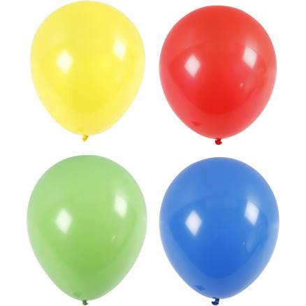 Balloner, Kæmpe, Diam. 41 Cm, Blå, Grøn, Rød, Gul, 4stk./ 1 Pk. - Diverse