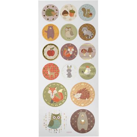 Stickers, Skovdyr, Ark 10x23 Cm, 1 Ark - Diverse