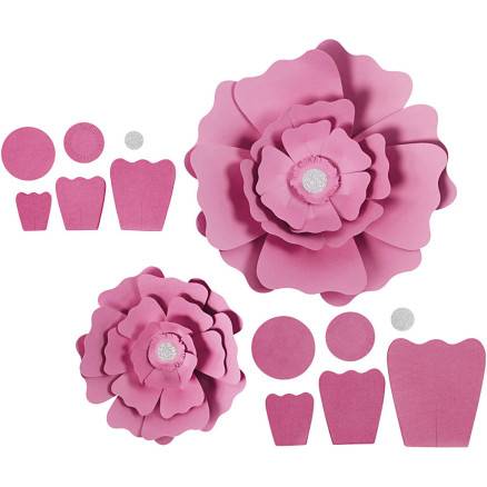 Papirblomster, Diam. 15+25 Cm, 230 G, Lyserød, 2stk./ 1 Pk. - Diverse