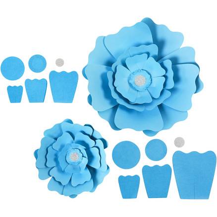 Papirblomster, Diam. 15+25 Cm, 230 G, Lyseblå, 2stk./ 1 Pk. - Diverse