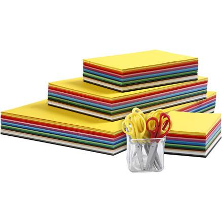 Creativ Karton Og Børnesakse, A3,a4,a5,a6, 180 G, Ass. Farver, 1 Sæt - Diverse