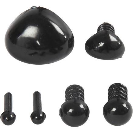 øjne Og Snuder I Plast - Diam. 3 + 6 Mm, 20 Sæt