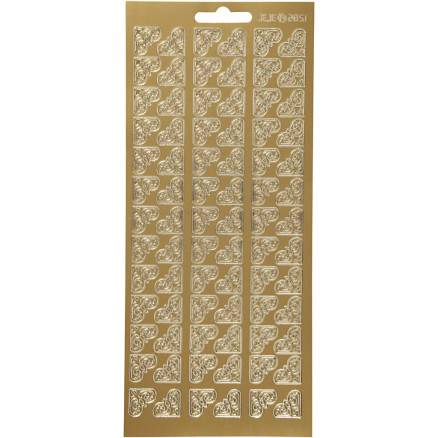 Stickers, Hjørner, Ark 10x23 Cm, Guld, 1 Ark - Diverse