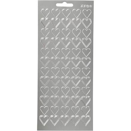 Stickers, Hjerter, Ark 10x23 Cm, Sølv, 1 Ark - Diverse