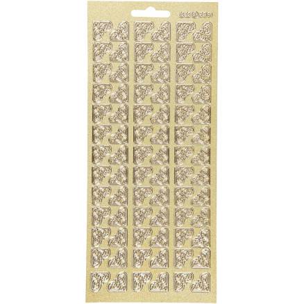 Stickers, Hjørner, Ark 10x23 Cm, Guld, 1 Ark - Diverse