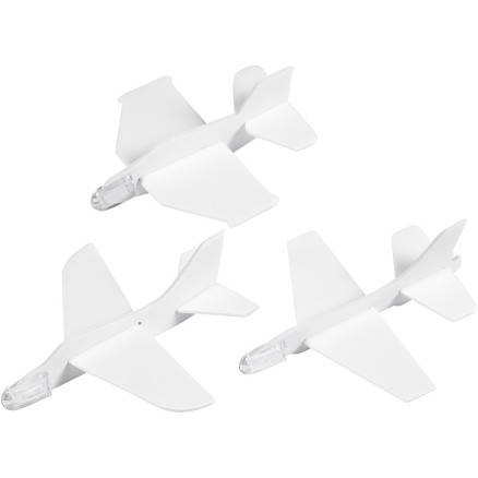 Flyvemaskiner, L: 11,5-12,5 Cm, B: 11-12 Cm, Hvid, 3stk./ 1 Pk. - Diverse