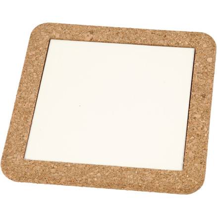 Bordskåner Med Korkramme, Str. 15,5x15,5x1 Cm, Hvid, 2stk./ 1 Pk. - Diverse