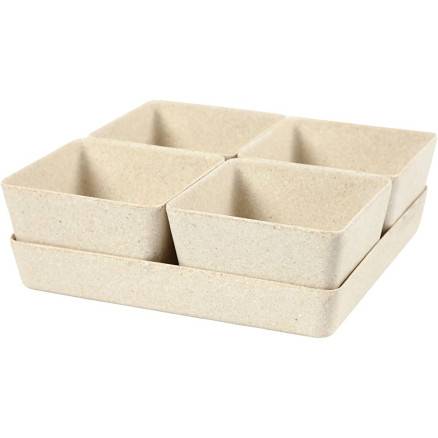 Urtepotter, H: 8 Cm, D: 19,5 Cm, B: 19,5 Cm, 1 Sæt - Diverse