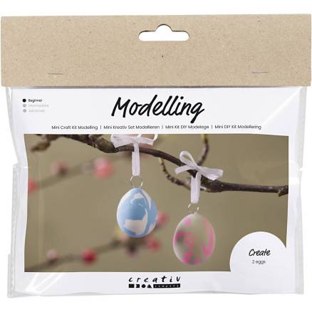 Mini Diy Kit Modellering, Marmorerede æg, 1 Pk. - Diverse