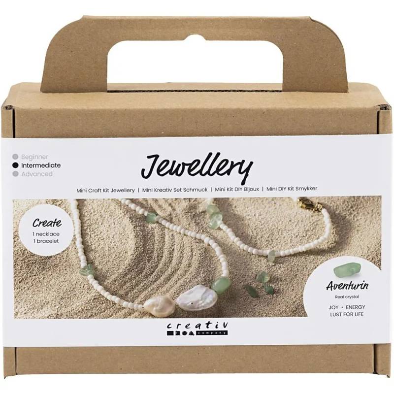 Mini Diy Kit Smykker, Aventurin, Halskæde Og -Armbånd, 1 Pk. - Diverse