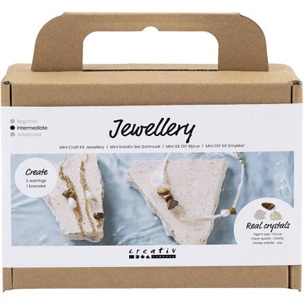 Mini Diy Kit Smykker, Krystalhalskæde Og -øreringe, 1 Pk. - Diverse