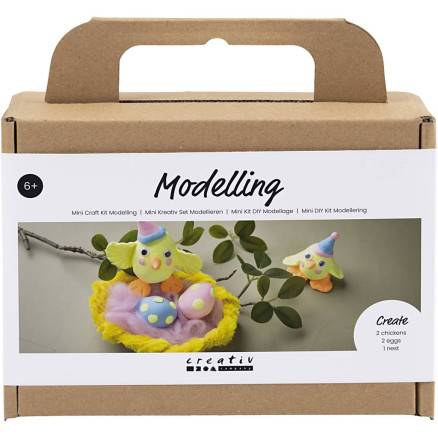 Mini Diy Kit Modellering, Påskefamilie, Lys Blå, Orange, Pastelpink, Lys Gul, 1 Pk. - Diverse