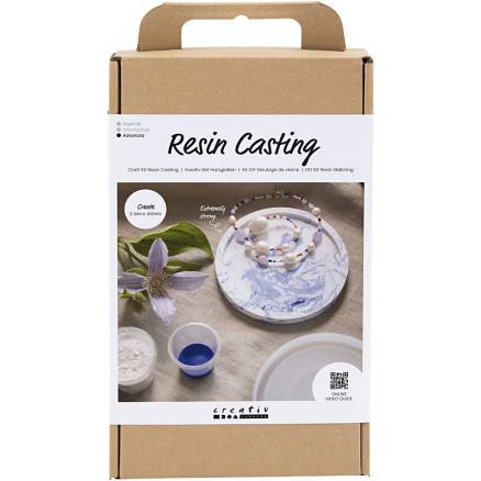 Diy Kit Resin Støbning, Rund Bakke Med Marmorering, Blå, Hvid, 1 Pk. - Diverse