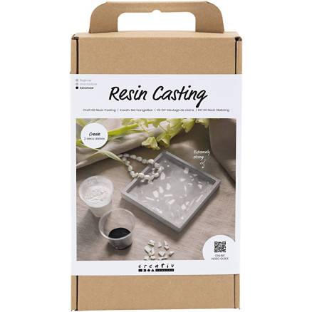 Diy Kit Resin Støbning, Firkantet Bakke Med Terrazzo, Sort, Hvid, 1 Pk. - Diverse