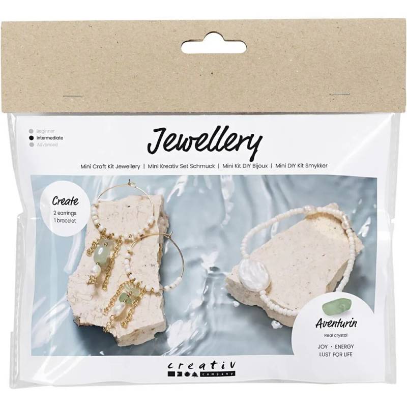 Mini Diy Kit Smykker, Aventurinmix Armbånd Og øreringe, 1 Pk. - Diverse