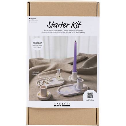 Start Diy Kit Resin Støbning, 3 Lysestager Og 2 Fade, Blå, Lys Pink, Hvid, 1 Pk. - Diverse