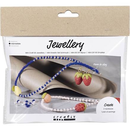 Mini Diy Kit Smykker, Halskæde Og øreringe, Kongeblå, 1 Pk. - Diverse
